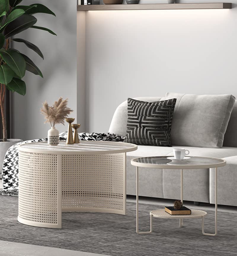 ラタンコーヒーテーブル ネストテーブル トレイトップコーヒーテーブルウィッカーコーヒーテーブル丸 ローテーブルセンターテーブル手織りラタントップヘアピン Amazon.co.jp: ラタンコーヒーテーブル ネストテーブル トレイトップ